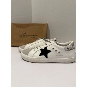 Vintage Havana Gadol White with Black Star Sneakers Cheetah Heel Womens Size 10